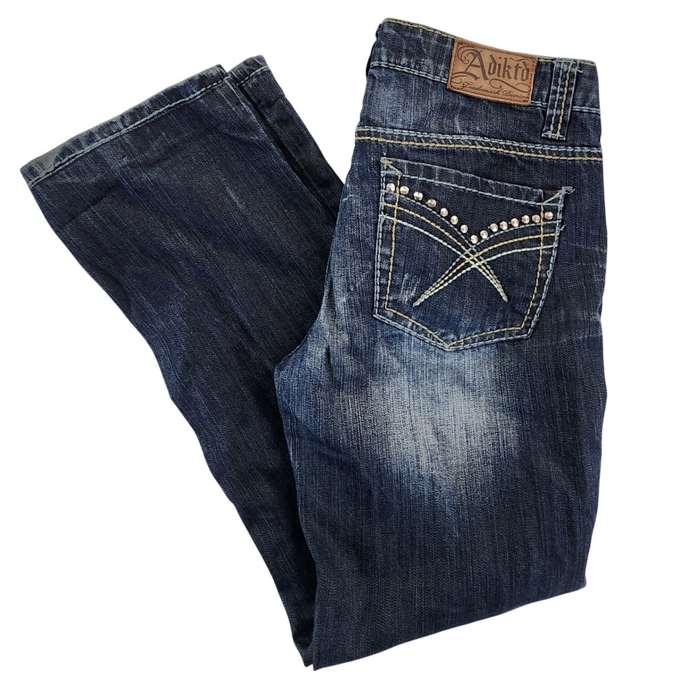Adiktd‎ Womens 8/W30 Blue Bootcut Y2K McBling Embellished Studded Jeans